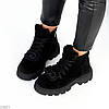 Дизайнерські чорні замшеві черевики на флісі з опушкою, фото 8