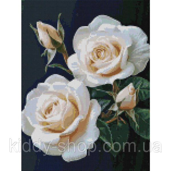 Діамантова мозаїка Троянди на чорному, 30х40 см, фото 1