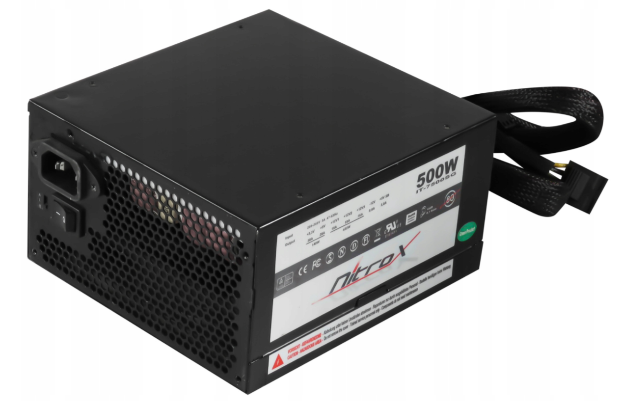 МОДУЛЬНИЙ БЛОК Живлення NITROX на 500 W 80 PLUS ATX 24+4 (+8pin) + 6 PIN ДЛЯ ВІДЕО, фото 1