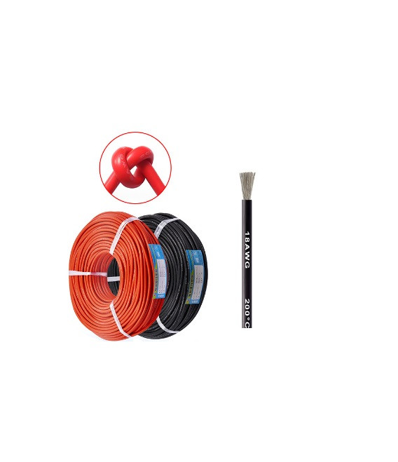 Кабель 18AWG дріт 0.75 мм² мідь , луджений у силіконовій ізоляції, багатожильний, 1м, чорний, фото 1