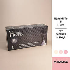 Чорні нітрилові рукавички HOFFEN, 100 шт., щільність — 5 г, для манікюру, розмір L