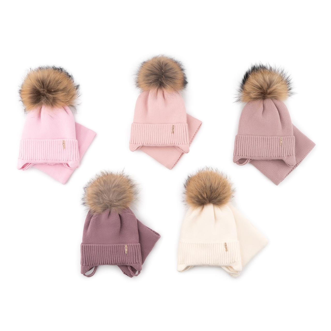 Дитяча шапка зимова з помпоном на флісовій підкладці.