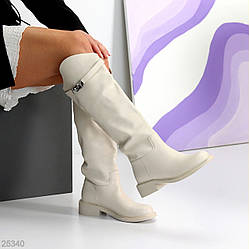 Хітові світлі бежеві чоботи труби жокейки натуральна шкіра на флісі 37