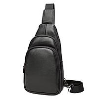 Чоловіча сумка-слінг Lorian з натуральної шкіри чорна LR 259122-black