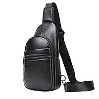 Чоловіча сумка-слінг Lorian з одним великим відділенням з натуральної шкіри чорна LR 259203-black