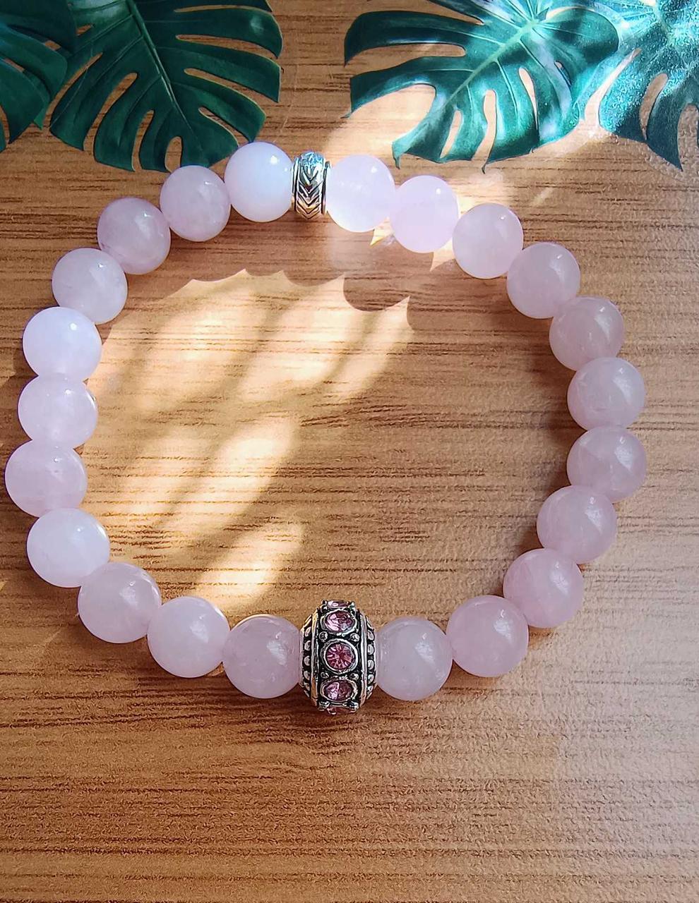 Браслет із рожевого кварцу “Ніжність”, натуральний камінь любові, жіночий, у подарунковій коробці BR045, фото 1