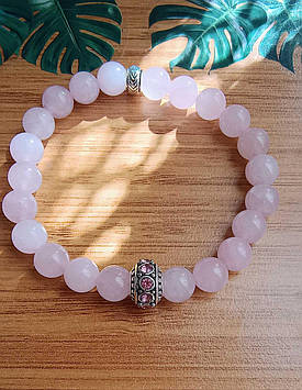 Браслет із рожевого кварцу “Ніжність”, натуральний камінь любові, жіночий, у подарунковій коробці BR045