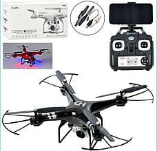 Квадрокоптер із камерою на радіокеруванні CK-23 акумулятор USB зарядне додаткові лопаті світло 27см Чорний, фото 5