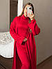 Жіночий теплий мякий комплект-двійка червоного кольору з двосторонньої ангори - сукня і кардиган, фото 3