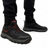 Кросівки чоловічі зимові з хутром протекторні чорні з червоним (Сгб-15-2), фото 6