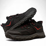 Кросівки чоловічі зимові з хутром протекторні чорні з червоним (Сгб-15-2), фото 7