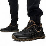 Кросівки чоловічі зимові з хутром чорні з коричневим (Сгб-15-3), фото 3