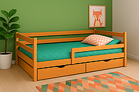 Ліжко дитяче Соня 90 х 200 см із захисним бортиком і шухлядами (вільха)