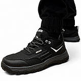 Кросівки чоловічі зимові з хутром протекторні чорні з сірим (Сгб-15-1), фото 5