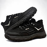 Кросівки чоловічі зимові з хутром протекторні чорні з сірим (Сгб-15-1), фото 7