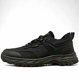 Кросівки чоловічі зимові з хутром прошиті чорні з зеленим (Сгб-15-4), фото 3