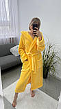 Жовтий довгий махровий халат, дуже теплий і ніжний на дотик, фото 3