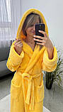 Жовтий довгий махровий халат, дуже теплий і ніжний на дотик, фото 7