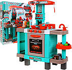 Велика кухня для дітей 3+ Інтерактивні конфорки Світло Звуки + Каструлі + Бутафорська їжа