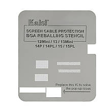 Трафарет BGA Kaisi для микросхемы дисплея iPhone 12 Mini/ 13/ 13 Mini/ 14 Pro/ 14 Plus/ 15/ 15 Plus