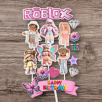 Кондитерські фігурки( топери) їстівні з цукрової мастики на торт" Roblox girl" роблокс для дівчат