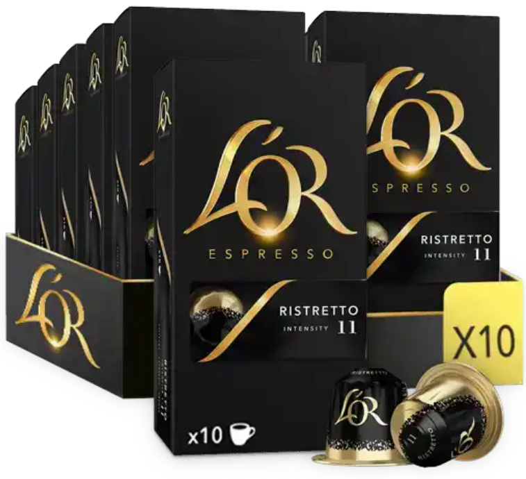 Сет Nespresso l'or Ristretto (10 упаковок по 10 капсул), фото 1