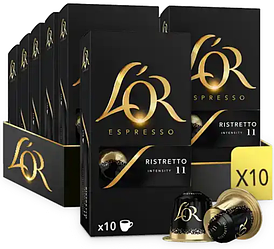 Сет Nespresso l'or Ristretto (10 упаковок по 10 капсул)