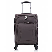 Дорожня тканинна валіза на колесах Bonro Tourist M середня коричнева з кодовим замком і висувною ручкою, фото 2