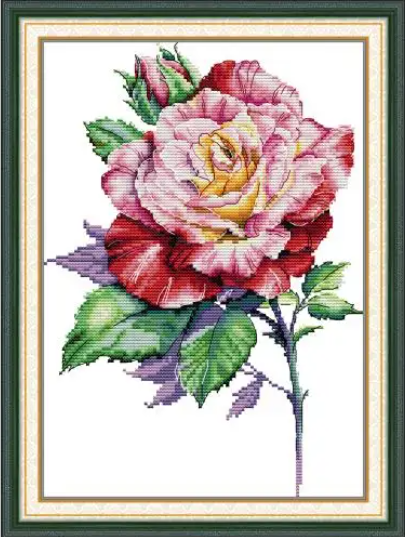Набір для вишивання за нанесеною на канву схемою "Rose". AIDA 14CT printed 26*34 см, фото 1