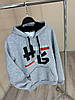 Худі чоловічий трикотажний утеплений Туреччина Cвітло-сірий, фото 7