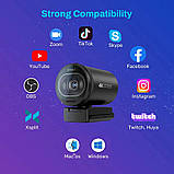 Веб-камера Emeet S600 4K 1080P 60FPS автофокус, з мікрофоном та захисною шторкою, фото 6