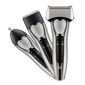 Тример акумуляторний Daling DL-9253 3в1 з підсвіткою дисплея та швидкою зарядкою Grey (7_02726)