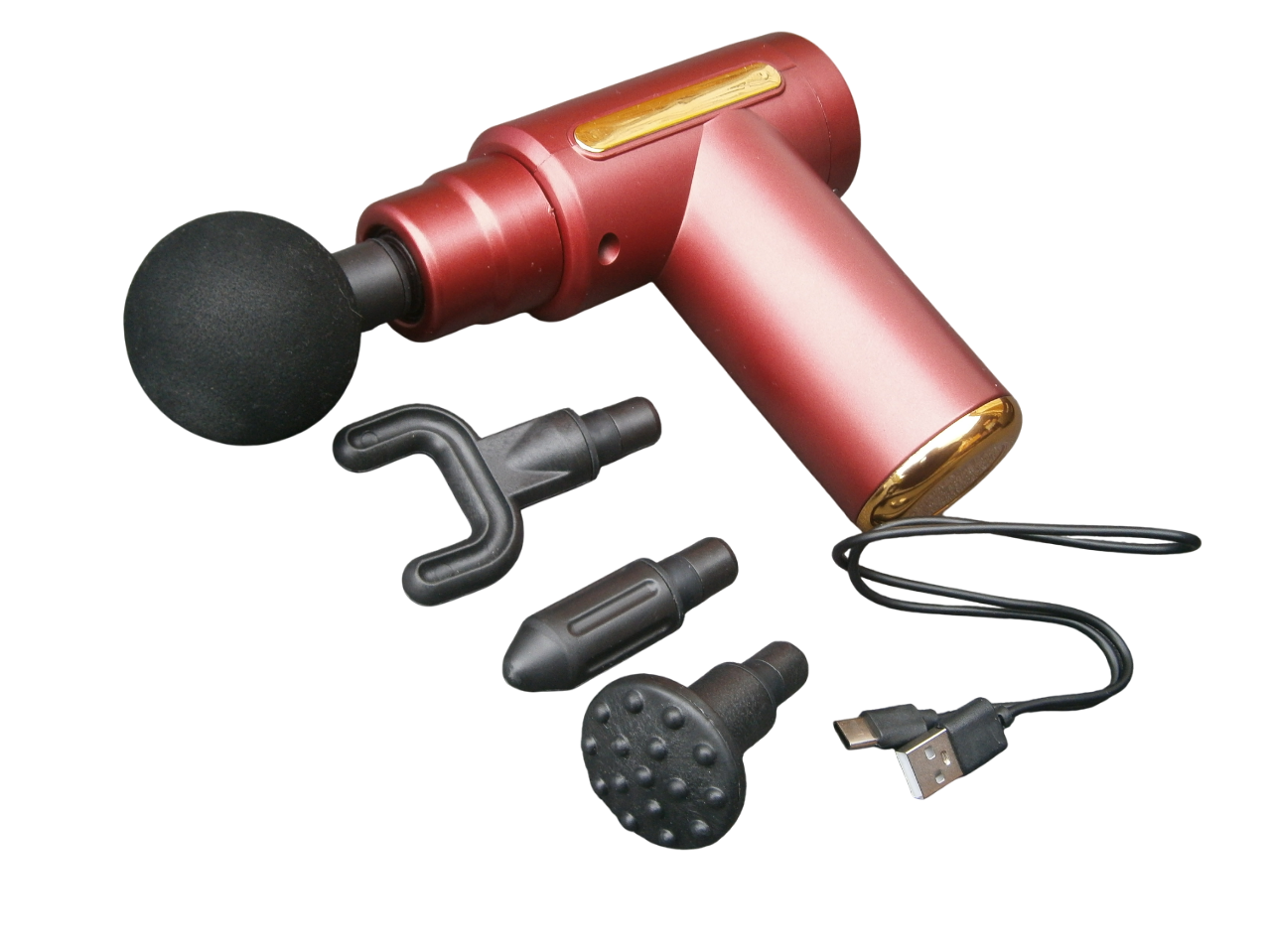 Масажер ручний акумуляторний для тіла 4 насадки 6 режимів, фото 1