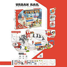 7725 А Дитяча залізниця, 55 елементів, магнітне з'єднання, локомотив, 2 вагони, рейки, аксесуари, на батарейках, у