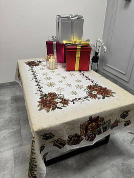 Скатертина новорічна гобеленова Verolli в коробці 160*220 см прямокутна Туреччина