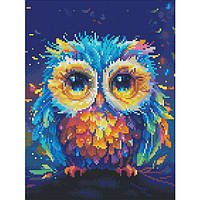 Діамантова мозаїка Кольорова сова, 30х40 см, на підрамнику