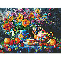 Діамантова мозаїка Чайний натюрморт, 30х40 см, на підрамнику