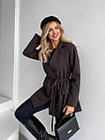 Коричневий жіночий піджак із кашеміру на підкладі, фото 3