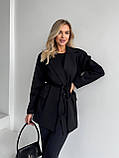 Чорний жіночий піджак із кашеміру на підкладі, фото 2
