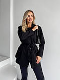 Чорний жіночий піджак із кашеміру на підкладі, фото 6