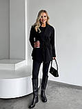 Чорний жіночий піджак із кашеміру на підкладі, фото 3