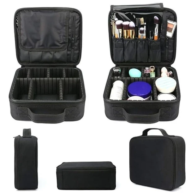 Дорожня косметичка на 7 відділень зі знімними перегородками, косметичка-валіза на блискавці