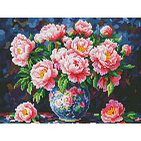 Діамантова мозаїка Букет півоній в вазе, 30х40 см, на підрамнику