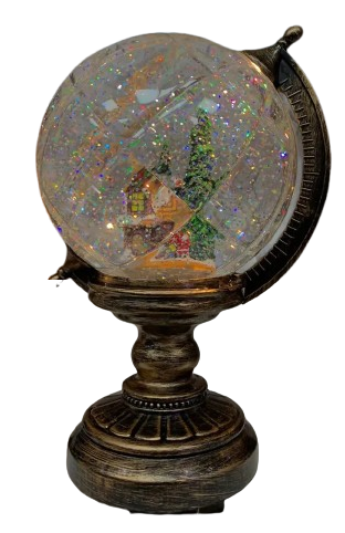 Новорічний світлодіодний LED ліхтар Глобус зі снігом USB+батарейки 26х17 см, фото 1
