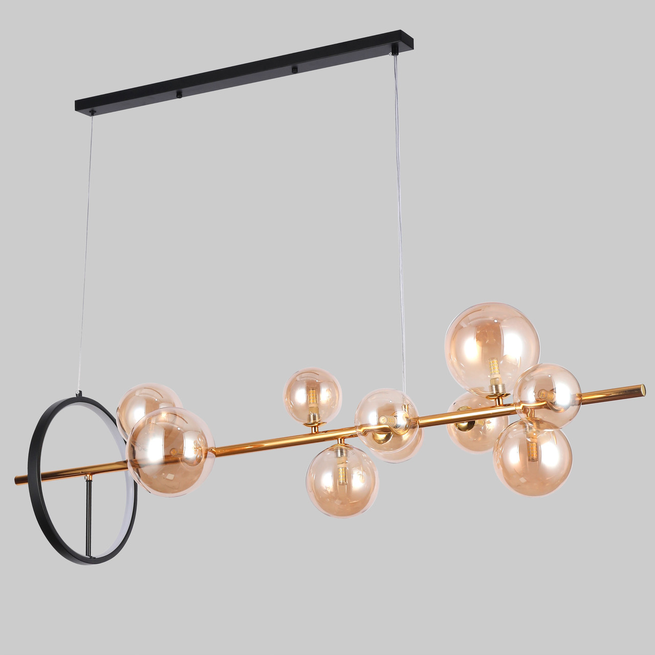 Підвісна люстра «Bubbles» на 10 ламп з кавовими плафонами (918-LP267-10 DDG+BR)