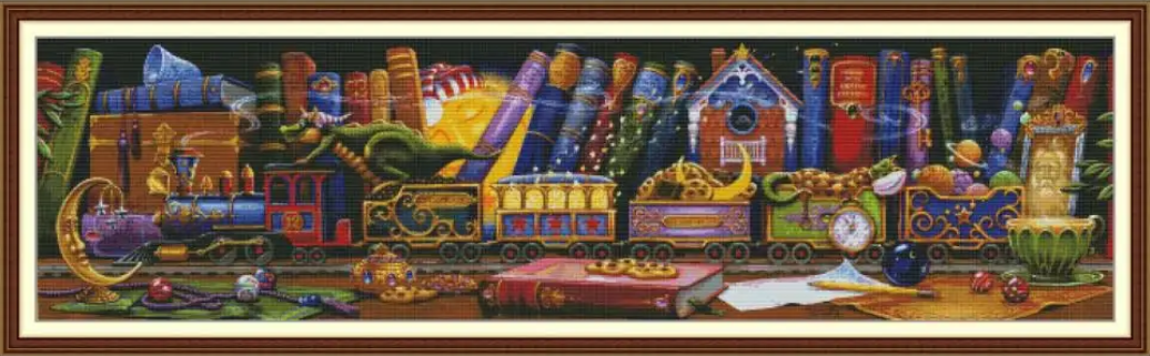 Набір для вишивання за нанесеною на канву схемою "Dream train". AIDA 14CT printed , 122*37 см, фото 1