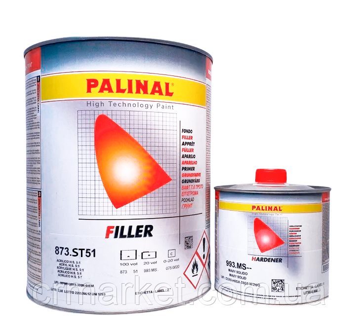 Грунт наповнювач PALINAL Acryl Filler 2K 5:1, темно-сірий, 2,5л + затв. 993.MS-M 0,5л, фото 1