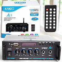 Підсилювач звуку UKC A5 2x120W з караоке, Bluetooth, USB/SD і пультом