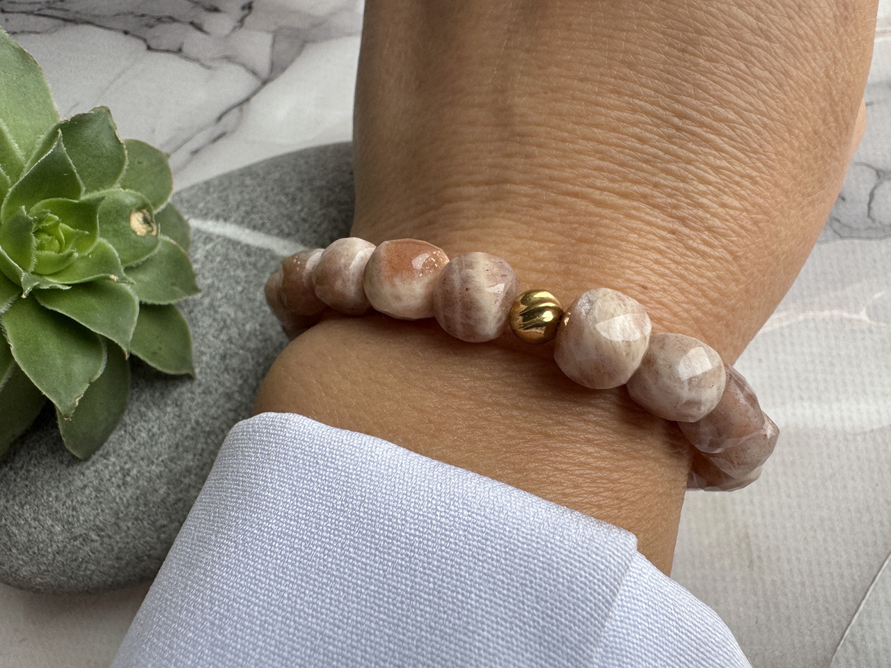 Браслет із великих кубиків сонячного каменю — пробуджує енергію, фото 1