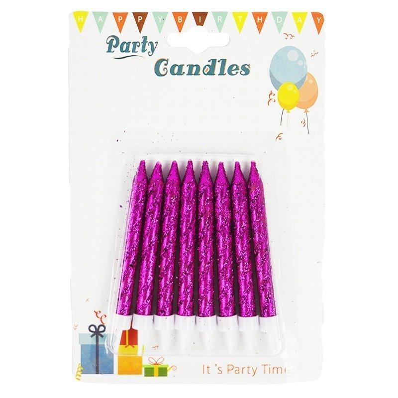 Свічки блискітки 8 од (малинові)